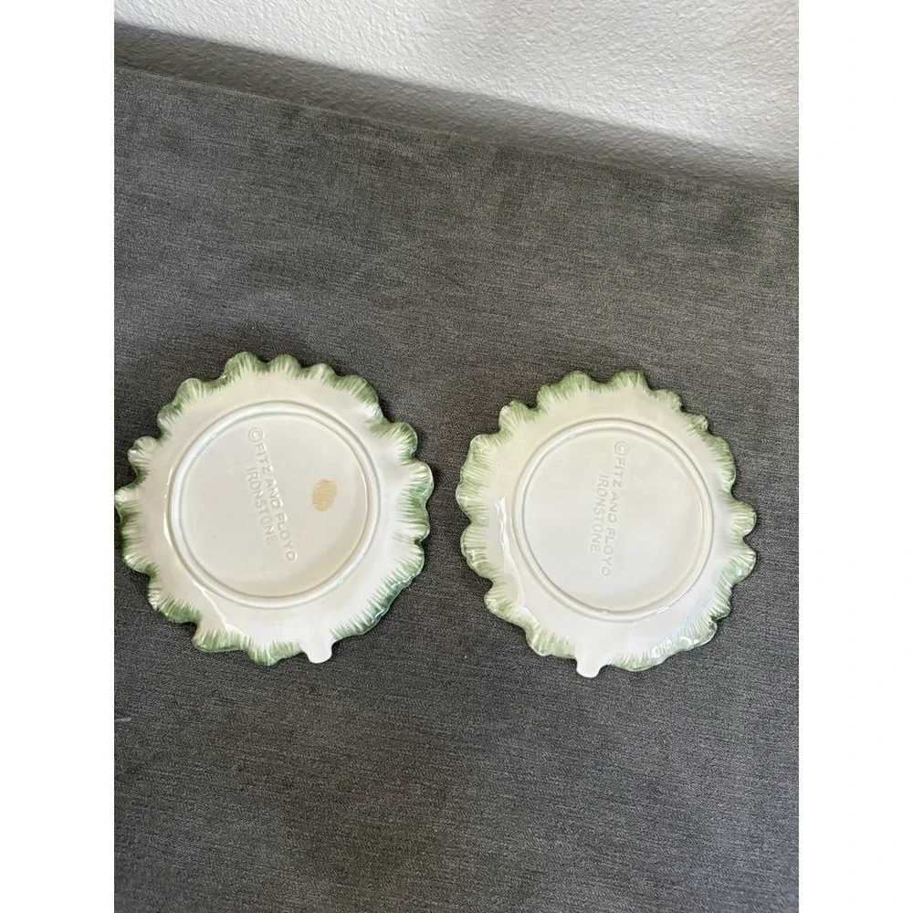 Fitz & Floyd Ironstone Set Of 2‎ Cabbage Leaf Appetizer Plate Vintage 7